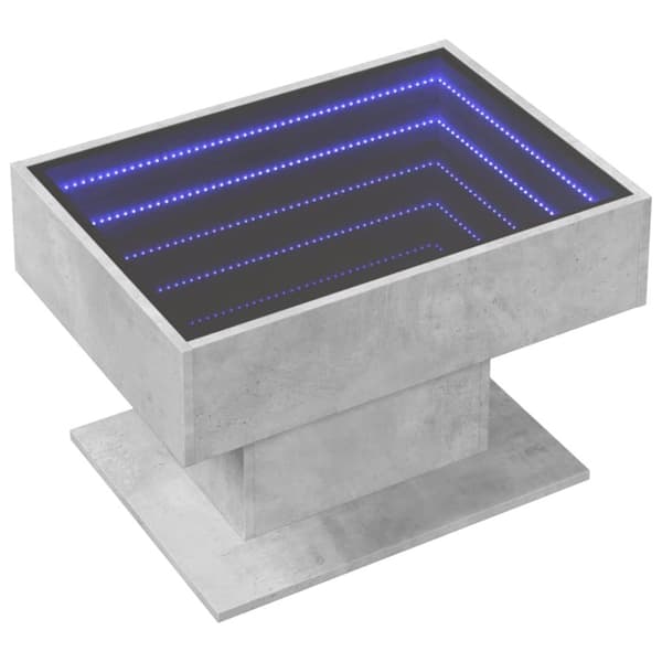 vidaXL Salongbord med LED betonggrå 70x50x45 cm konstruert tre