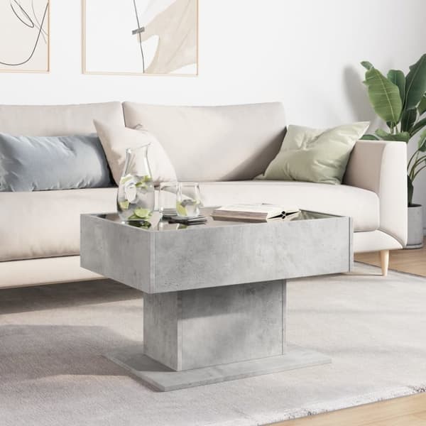 vidaXL Salongbord med LED betonggrå 70x50x45 cm konstruert tre