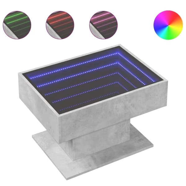 vidaXL Salongbord med LED betonggrå 70x50x45 cm konstruert tre