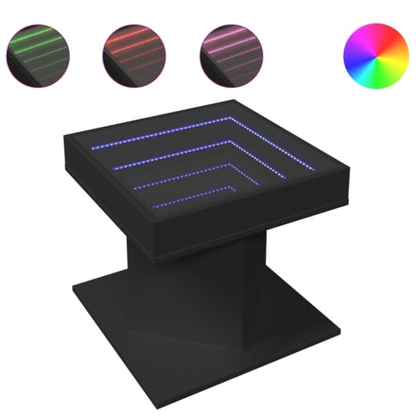 vidaXL Salongbord med LED svart 50x50x45 cm sponplate