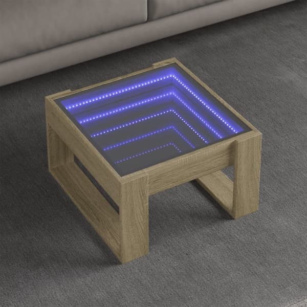 vidaXL sofabord med Infinity LED-lys 50x53x30 cm sonoma-eg
