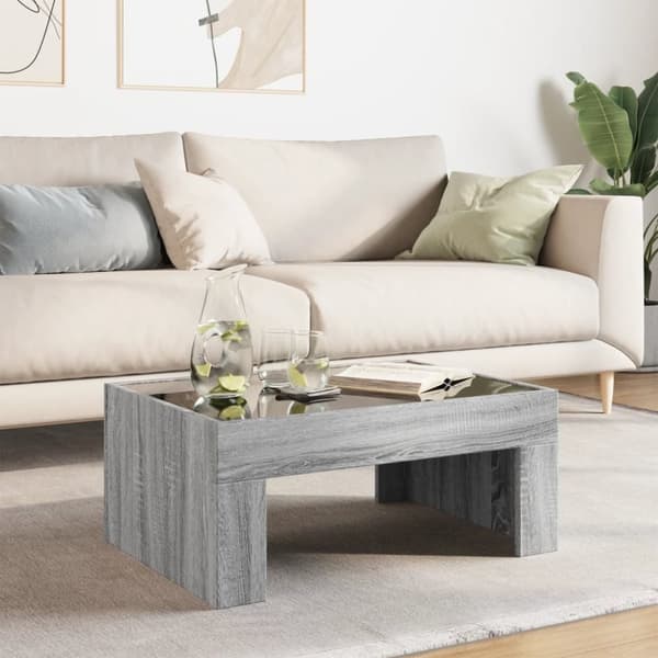 vidaXL sofabord med Infinity LED-lys 70x50x30 cm grå sonoma-eg