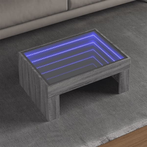 vidaXL sofabord med Infinity LED-lys 70x50x30 cm grå sonoma-eg