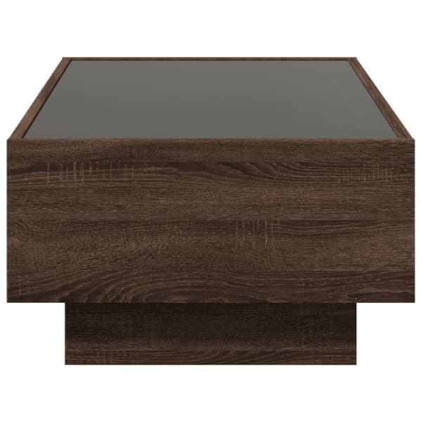 vidaXL sofabord med LED-lys 90x50x30 cm konstrueret træ brunt eg