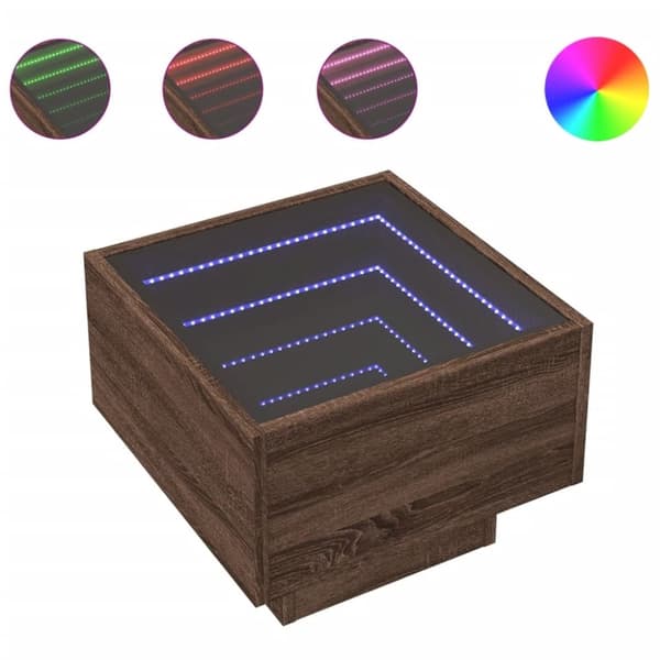 vidaXL Sivupöytä LED-valoilla ruskea tammi 40x40x30 cm tekninen puu