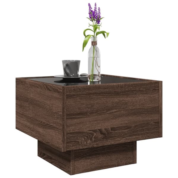 vidaXL Sivupöytä LED-valoilla ruskea tammi 40x40x30 cm tekninen puu