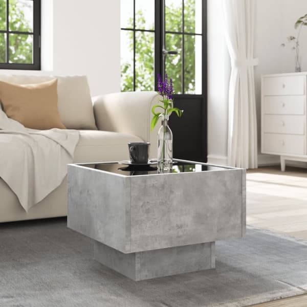 vidaXL sidebord med LED-lys 40x40x30 cm konstrueret træ betongrå