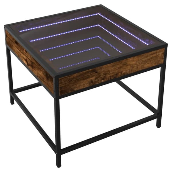 vidaXL sofabord med Infinity LED-lys 50x50x41 cm røget egetræsfarve