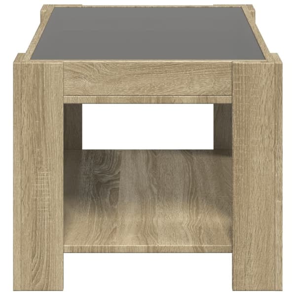 vidaXL sofabord med LED-lys 73x53x45 cm konstrueret træ sonoma-eg