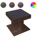 Miniatyrbillede 3 af 11: vidaXL sofabord med LED-lys 50x50x45 cm konstrueret træ brunt eg