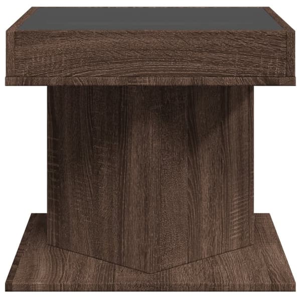 vidaXL sofabord med LED-lys 50x50x45 cm konstrueret træ brunt eg