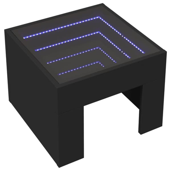 vidaXL sofabord med Infinity LED-lys 40x40x30 cm sort