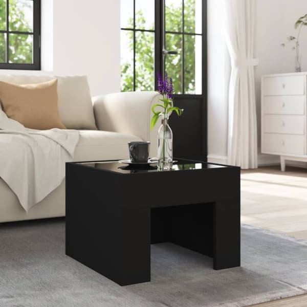 vidaXL sofabord med Infinity LED-lys 40x40x30 cm sort