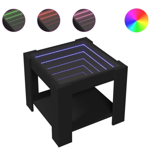 vidaXL sofabord med LED-lys 53x53x45 cm konstrueret træ sort