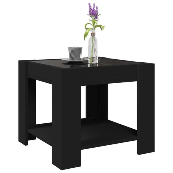 vidaXL sofabord med LED-lys 53x53x45 cm konstrueret træ sort