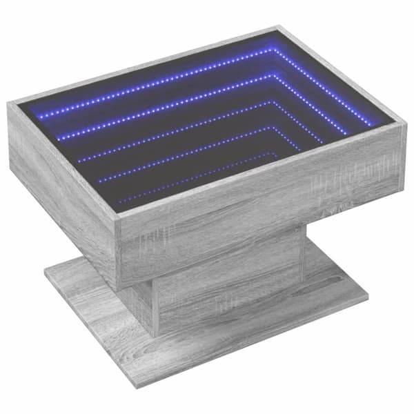 vidaXL sofabord med LED-lys 70x50x45 cm konstrueret træ grå sonoma-eg