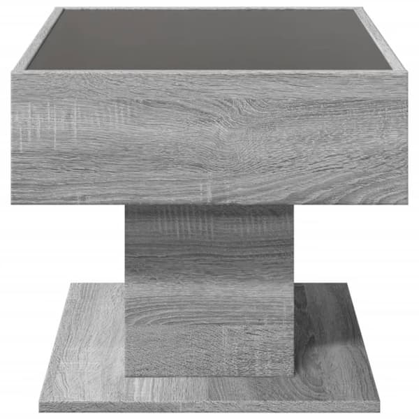vidaXL sofabord med LED-lys 70x50x45 cm konstrueret træ grå sonoma-eg