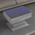 Miniatyrbillede 2 af 11: vidaXL sofabord med LED-lys 70x50x45 cm konstrueret træ grå sonoma-eg