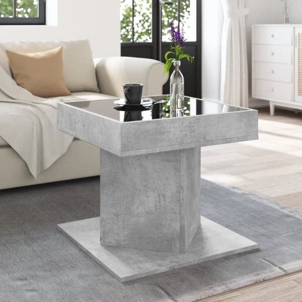 vidaXL sofabord med LED-lys 50x50x45 cm konstrueret træ betongrå