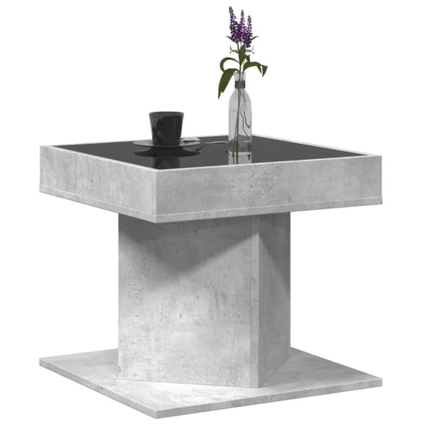 vidaXL sofabord med LED-lys 50x50x45 cm konstrueret træ betongrå