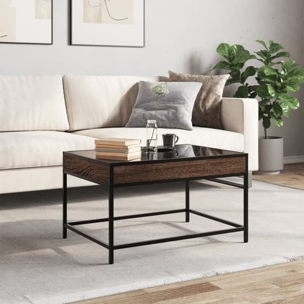 vidaXL Soffbord med Infinity LEDs brun ek 70x50x41 cm