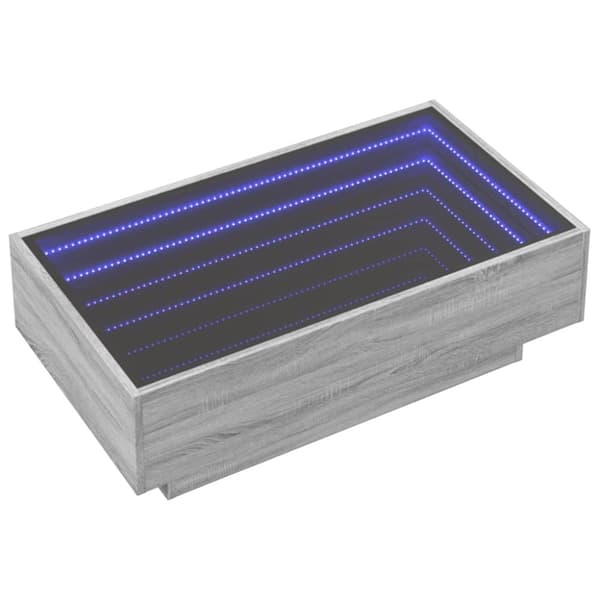 vidaXL Salongbord med LED grå sonoma 90x50x30 cm konstruert tre