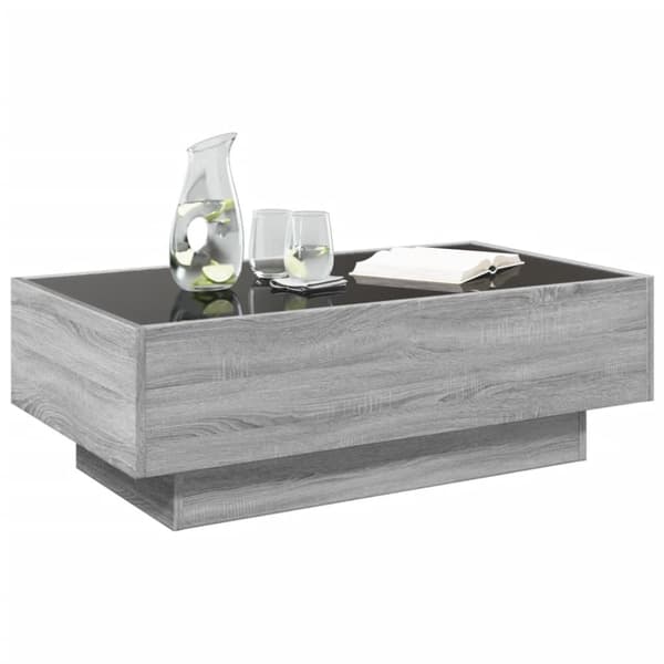 vidaXL Salongbord med LED grå sonoma 90x50x30 cm konstruert tre