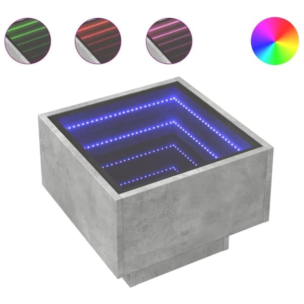 vidaXL Soffbord med LEDs betonggrå 40x40x30 cm konstruerat trä