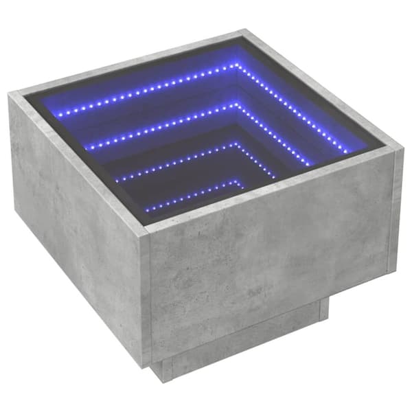 vidaXL Soffbord med LEDs betonggrå 40x40x30 cm konstruerat trä
