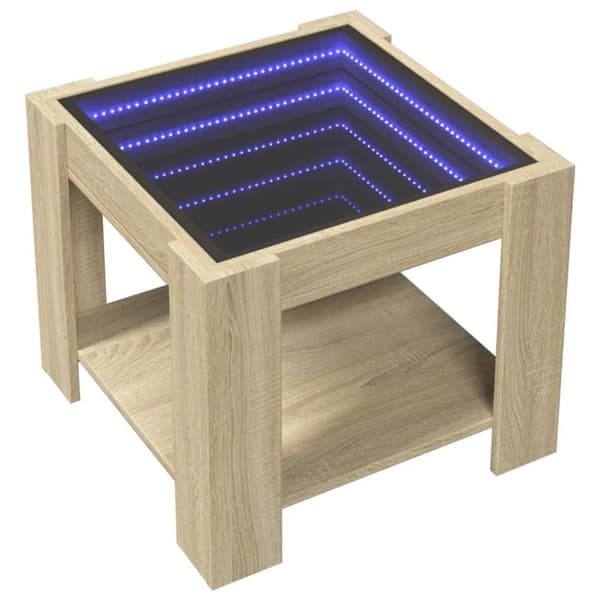 vidaXL Salongbord med LED sonoma eik 53x53x45 cm konstruert tre