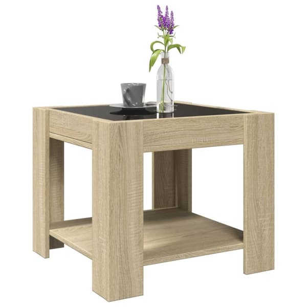 vidaXL Salongbord med LED sonoma eik 53x53x45 cm konstruert tre