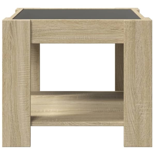 vidaXL Salongbord med LED sonoma eik 53x53x45 cm konstruert tre