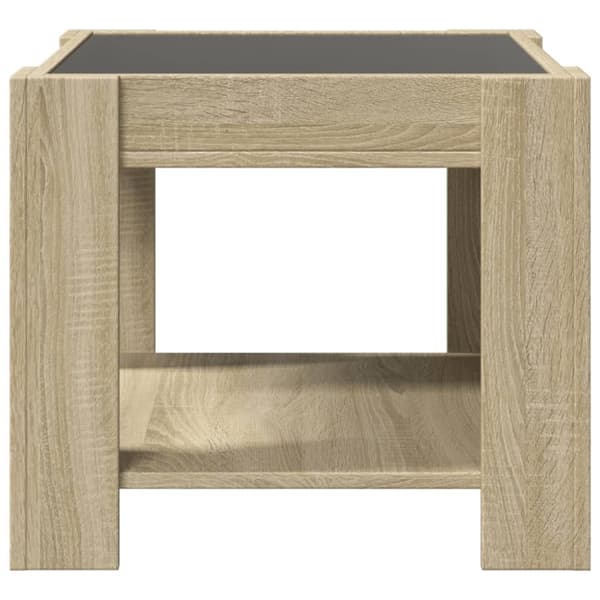 vidaXL Salongbord med LED sonoma eik 53x53x45 cm konstruert tre