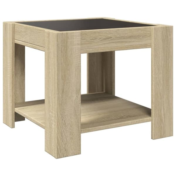 vidaXL Salongbord med LED sonoma eik 53x53x45 cm konstruert tre