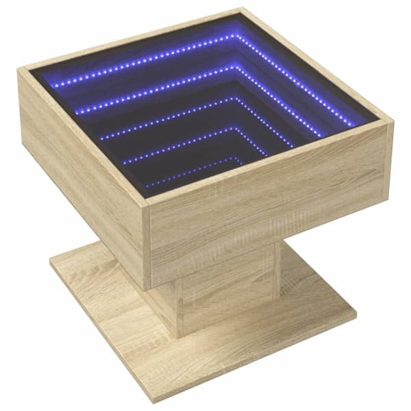vidaXL Soffbord med LEDs sonoma-ek 50x50x45 cm konstruerat trä