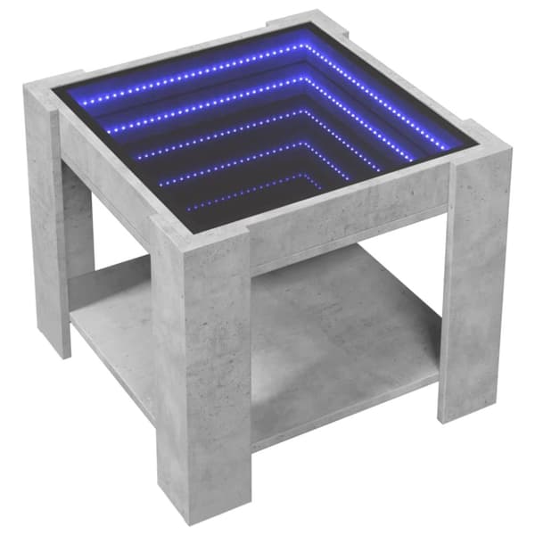 vidaXL Salongbord med LED betonggrå 53x53x45 cm konstruert tre