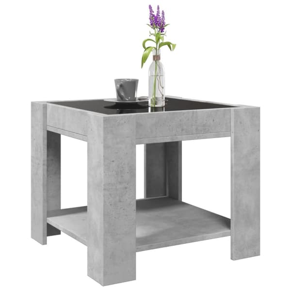 vidaXL Salongbord med LED betonggrå 53x53x45 cm konstruert tre