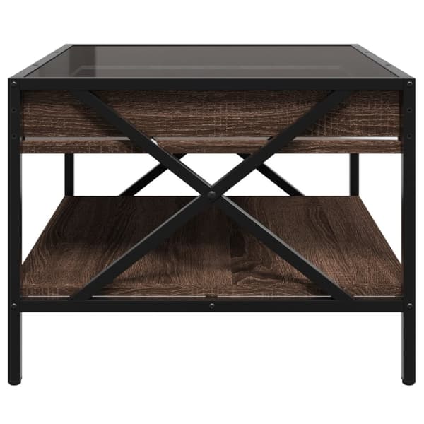 vidaXL Soffbord med Infinity LEDs brun ek 50x50x38 cm