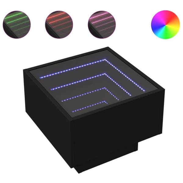 vidaXL Soffbord med LEDs svart 40x40x30 cm konstruerat trä