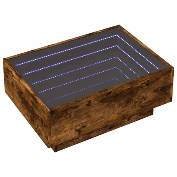 vidaXL Salongbord med LED røkt eik 70x50x30 cm konstruert tre