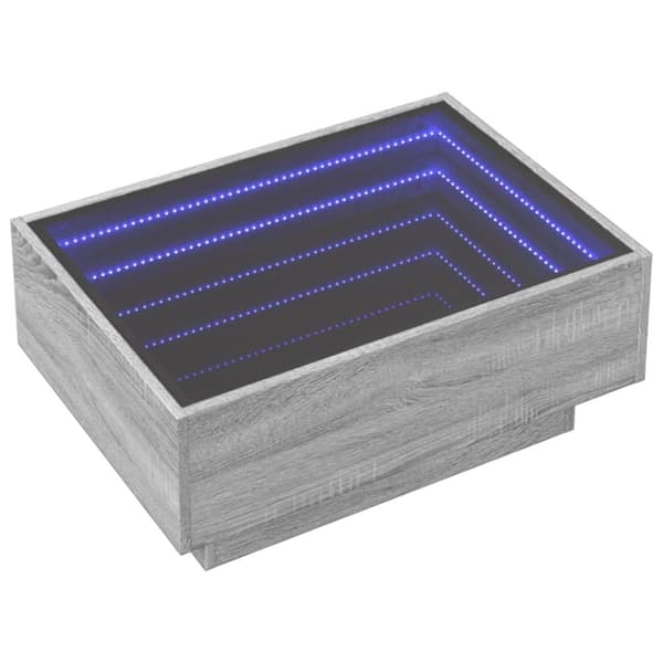 vidaXL Sohvapöytä LED-valoilla harmaa Sonoma 70x50x30 cm tekninen puu