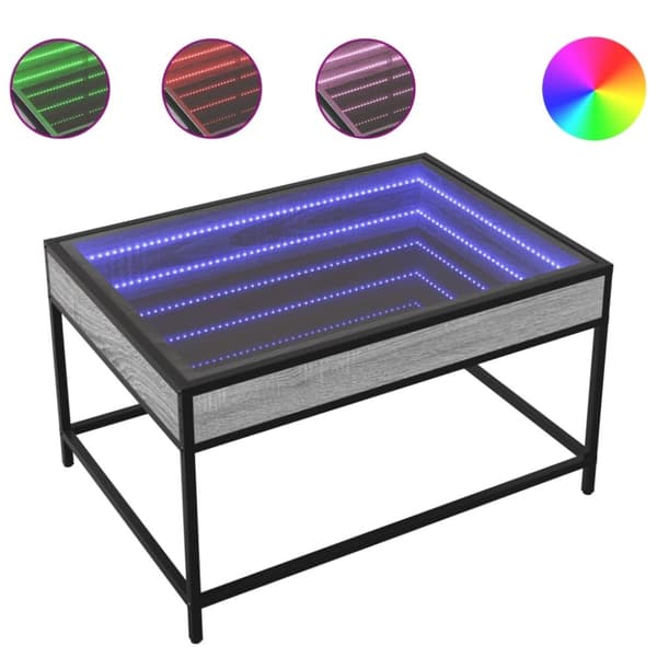 vidaXL sohvapöytä Infinity LED-valoilla harmaa Sonoma 70x50x41 cm