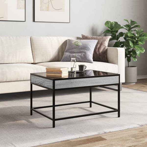 vidaXL sohvapöytä Infinity LED-valoilla harmaa Sonoma 70x50x41 cm