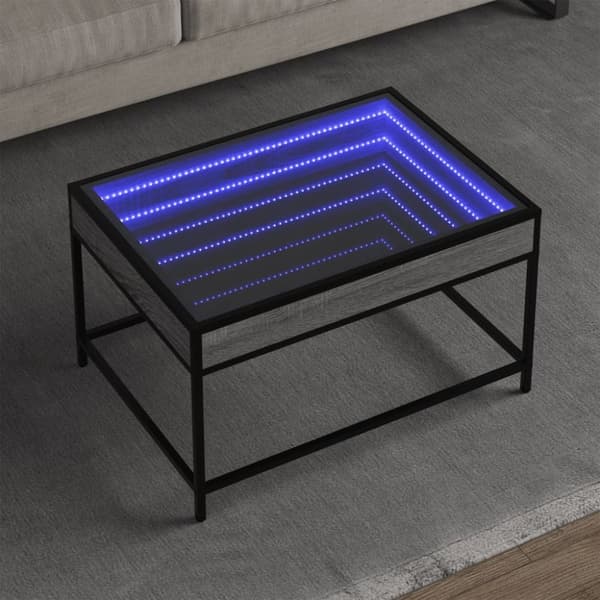 vidaXL sohvapöytä Infinity LED-valoilla harmaa Sonoma 70x50x41 cm