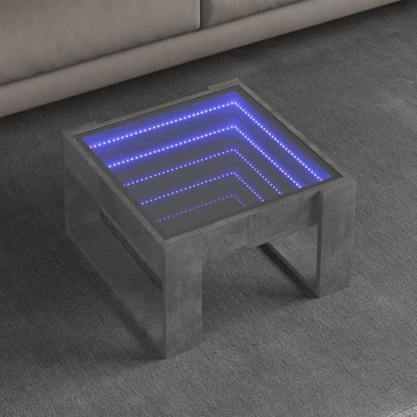 vidaXL sofabord med Infinity LED-lys 50x53x30 cm betongrå