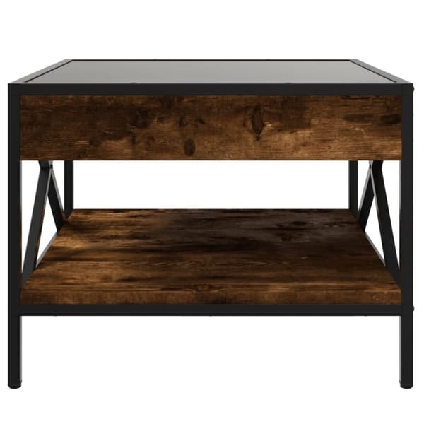 vidaXL sofabord med Infinity LED-lys 50x50x38 cm røget egetræsfarve