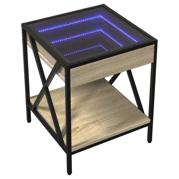 vidaXL sofabord med Infinity LED-lys 40x40x49 cm sonoma-eg