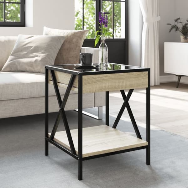 vidaXL sofabord med Infinity LED-lys 40x40x49 cm sonoma-eg