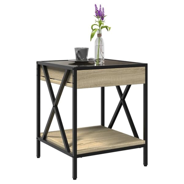 vidaXL sofabord med Infinity LED-lys 40x40x49 cm sonoma-eg
