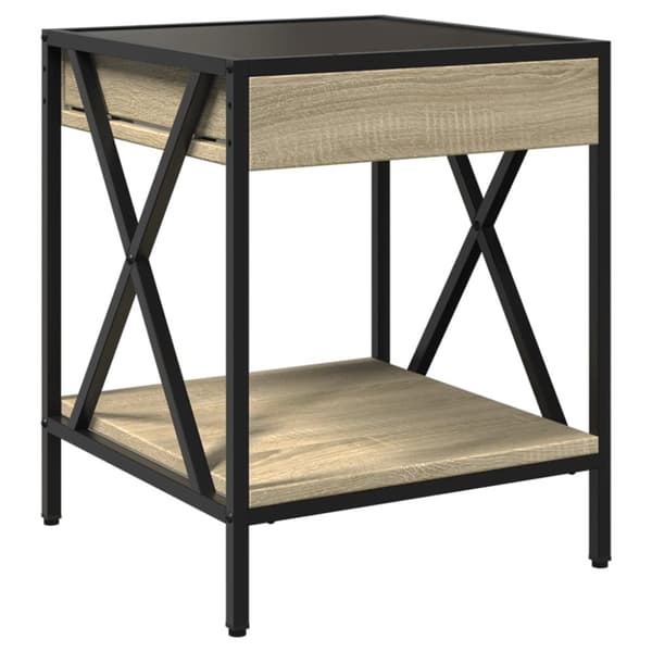 vidaXL sofabord med Infinity LED-lys 40x40x49 cm sonoma-eg